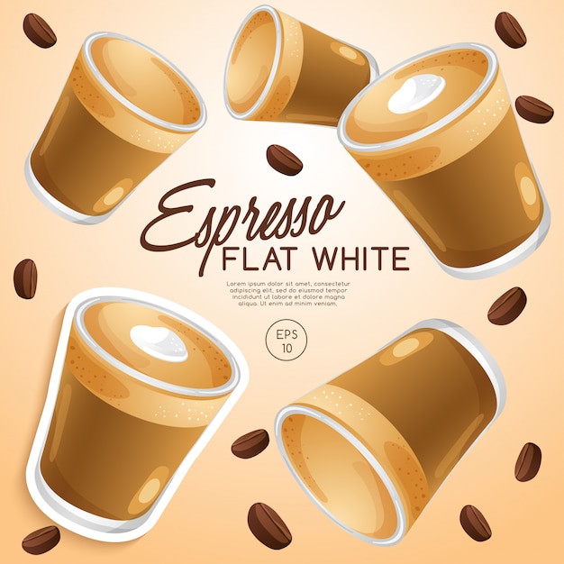 Vector set of coffee types : espresso flat white :  illustration