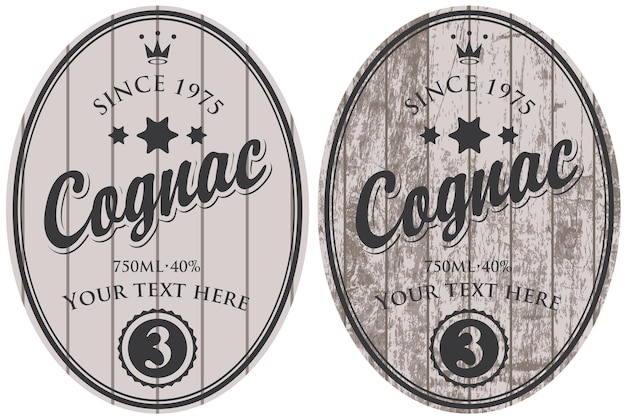 Vector set of cognac labels