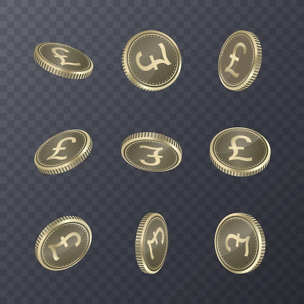 Vector set of coins on transparent. bitcoin 3d style.