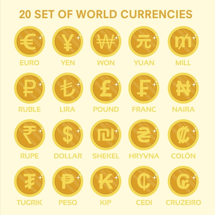 Vector set of coins world currency
