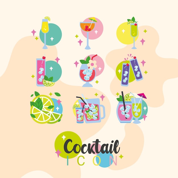 Set of cokctail glasses icon vector vector illustration