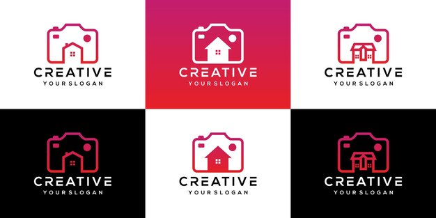 Set colection camera and house logo template