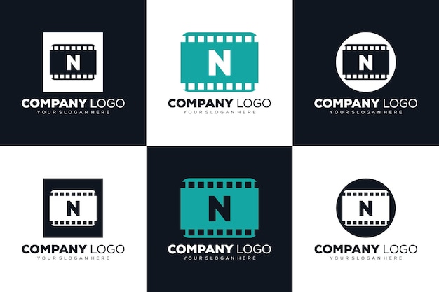 set collectie Letter N initiële logo voor Cinema film en videografie ontwerpsjabloon