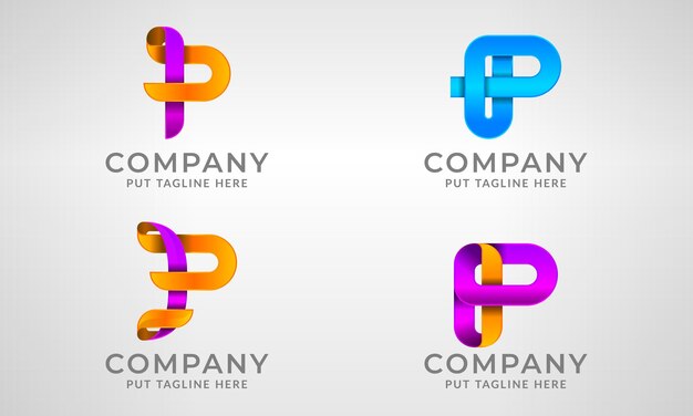 Vector set collectie moderne abstracte logo letter p