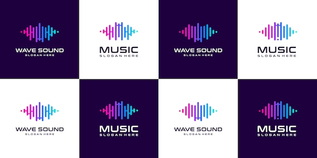 Set collectie pulse muziek equalizer-logo.