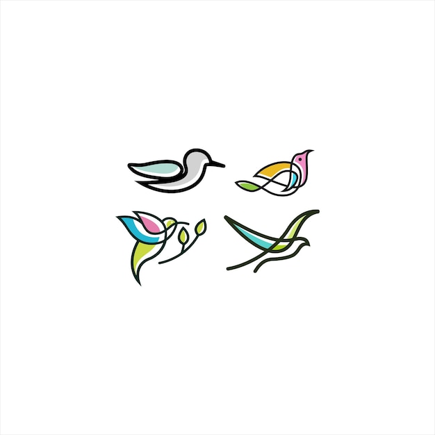Set collectie schattige vogel logo ontwerp inspiratie