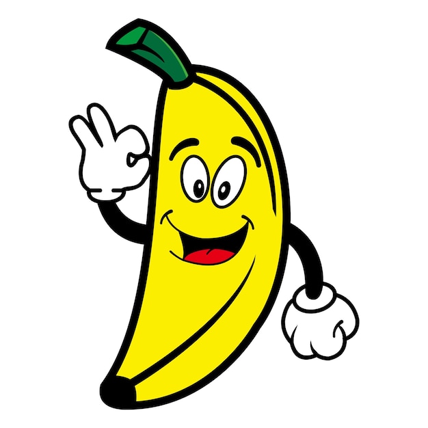 Set collectie van schattige banaan mascotte ontwerp karakter geïsoleerd op een witte achtergrond