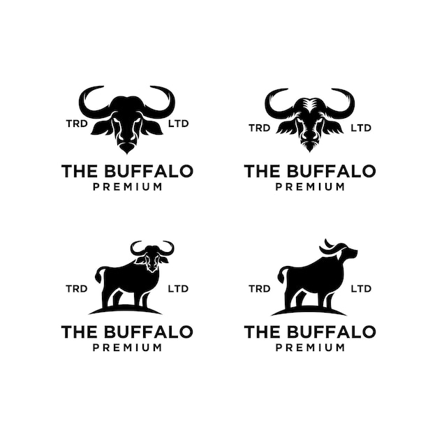 Set collectie zwarte buffel logo-ontwerp