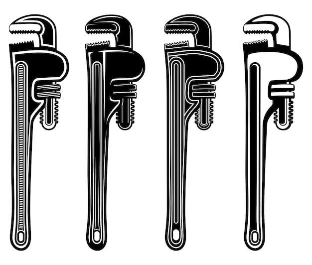 Set collecties Pipe Wrench Plumber monochrome icoon ontwerp vector illustratie