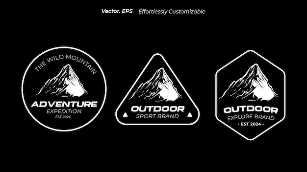 Set collection of adventure badge emblem sticker logo with outdoor Theme High mountain illustration