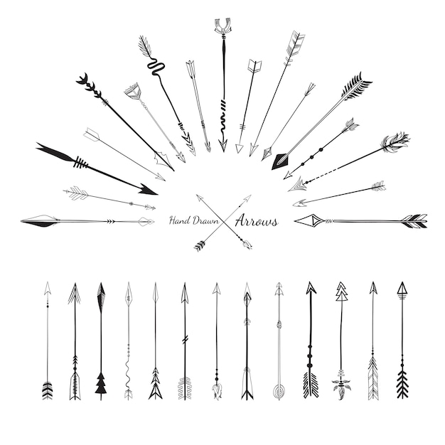 Set collection of arrows icons illustration on white background