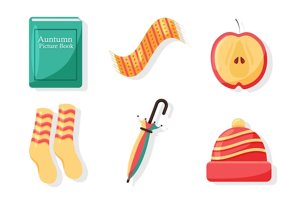 Vector set collection of autumn element