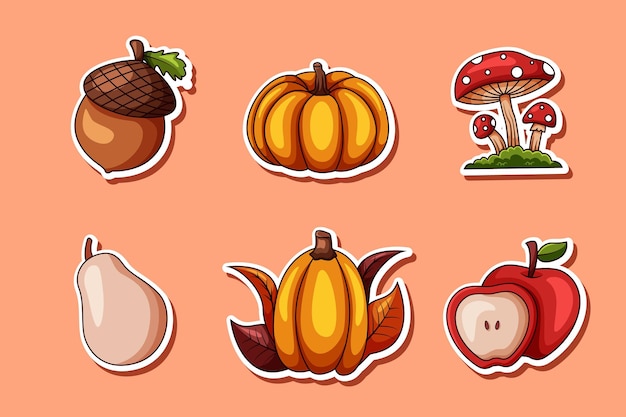 Set Collection of Autumn Sticker