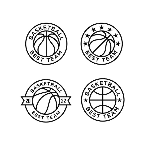 Collezione di set logo della linea sportiva basketball league badge