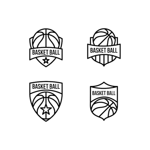 Set collection Basketball League Badge sport line logo