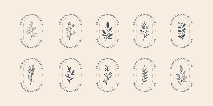 Vector set of collection botanical nature logo template. hand drawn feminine floral bundle, ornament logos.