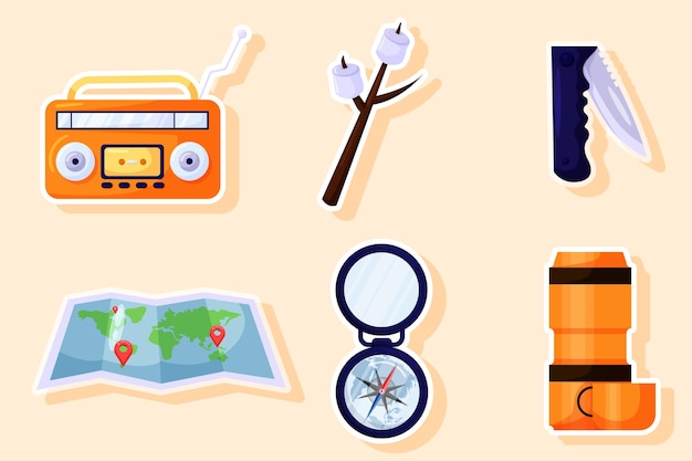 Vector set collection of camping sticker