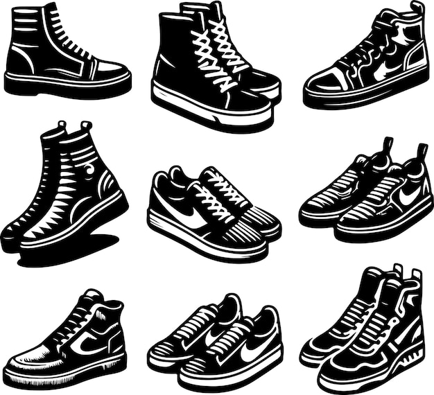 Collezione set di scarpe sportive casuali vector design