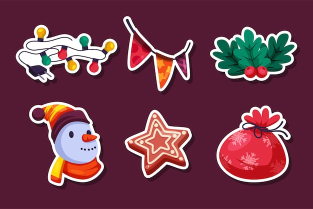Set Collection of Christmas Holiday Sticker