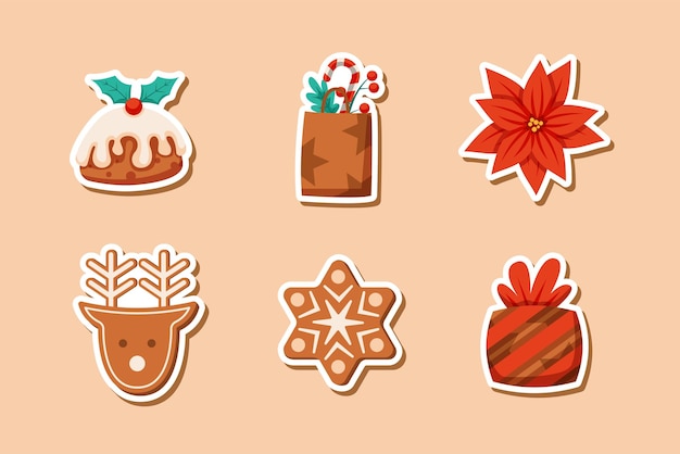 Vector set collection of christmas holiday sticker