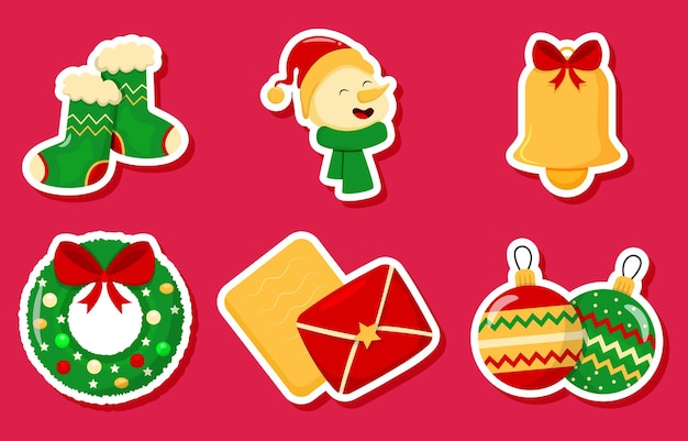 Vector set collection of christmas sticker