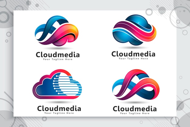 Vettore impostare il logo della raccolta di dati cloud