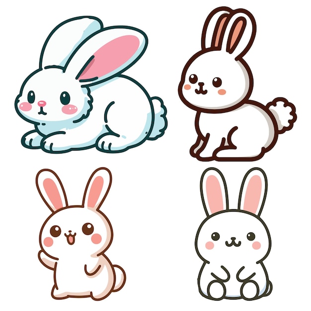 set collection cute rabbit vector