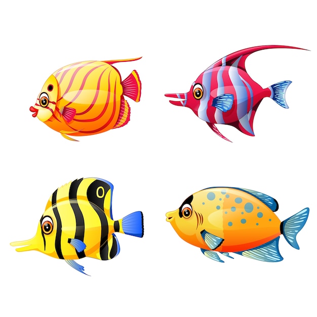 Vector set collection of fish cartoon