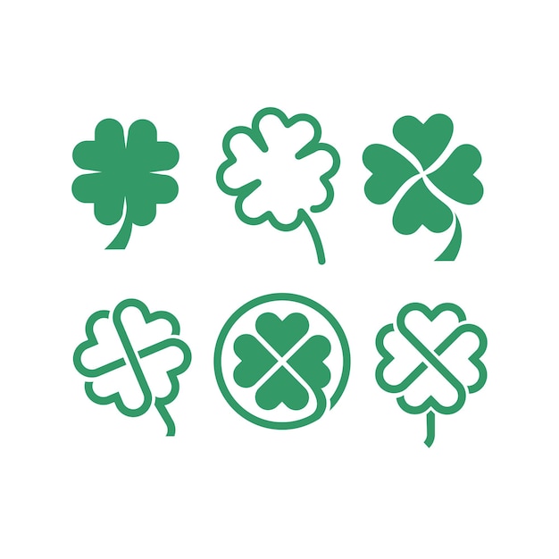 Вектор Набор иконок дизайн логотипа зеленый клевер