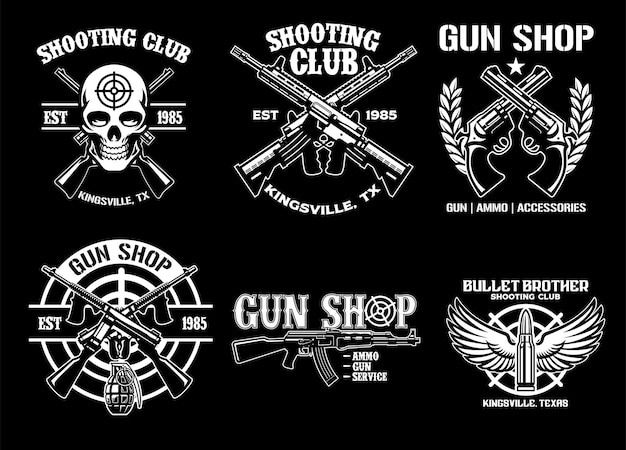 Set of collection of gun and shooting club badge design