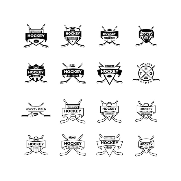 Set collection hockey ice team logo icon design