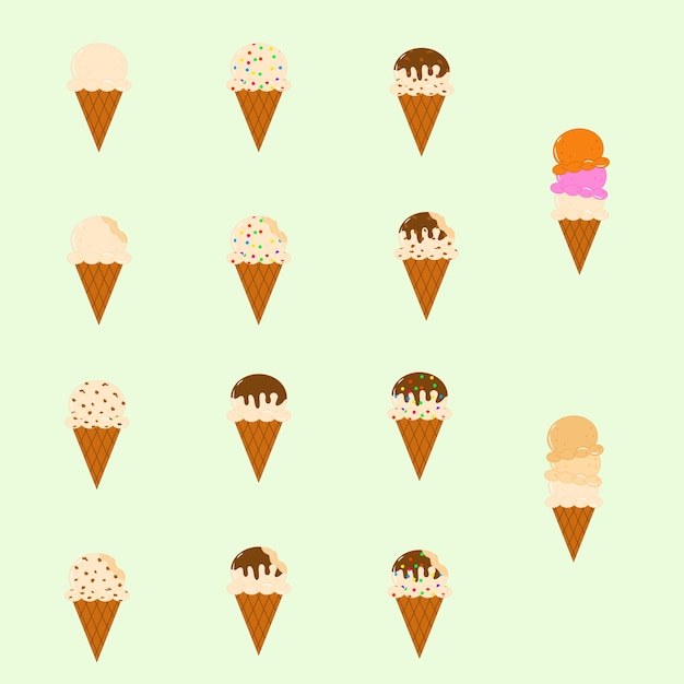 Set of collection ice cream cone