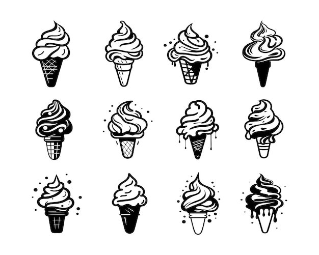A set collection of ice cream vector illustrations