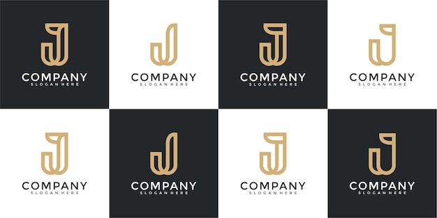 set of collection initial letter j logo design template