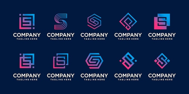 Set of collection initial letter s ss logo template icons for business of fashion sport digital