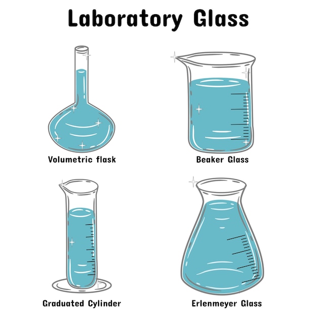 Set of collection laboratory glasses