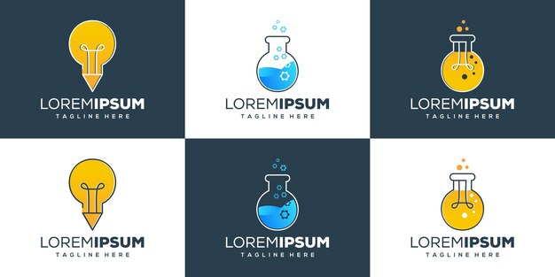 Set of collection laboratory logo design template