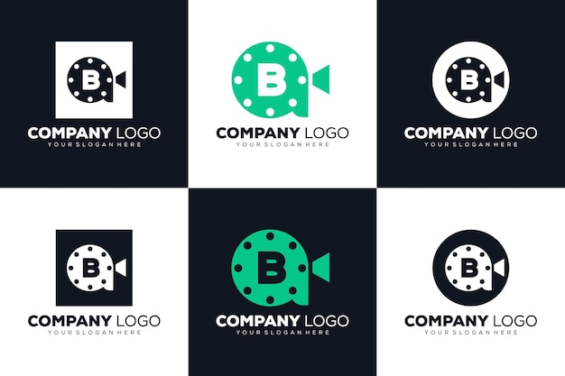 set of collection Letter B initial logo for Cinema film and videography design template