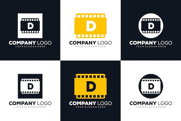 Vector set of collection letter d initial logo for cinema film and videography design template