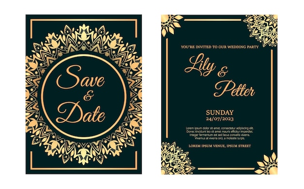 Set collection luxury mandala wedding invitation card template