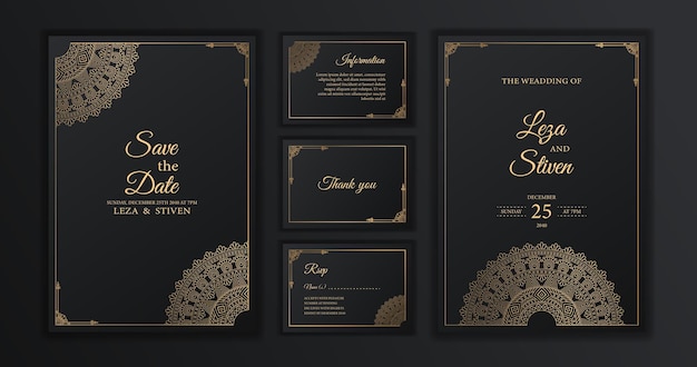 Vector set collection luxury wedding invitation card template