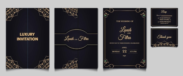 Vector set collection luxury wedding invitation card