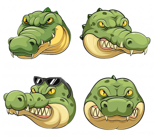 Set collection of Mascot Head of an crocodile 