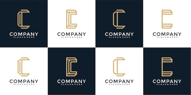 set of collection monogram letter c logo design template