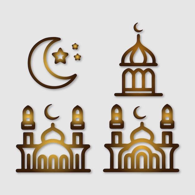 set of collection mosque vector design