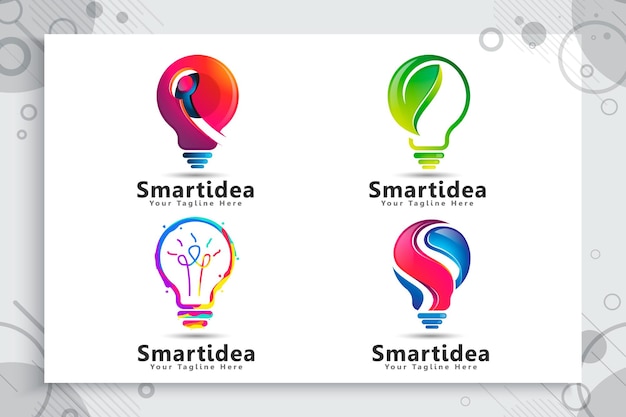 Вектор Установить коллекцию лампочки energy green smart idea logo