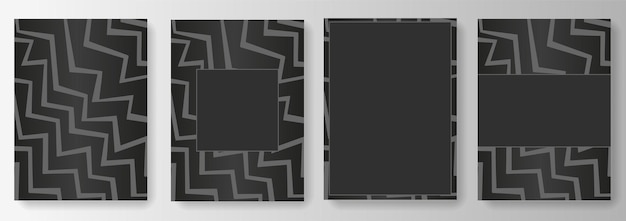 Установите коллекцию ровных фонов с черными зигзагообразными линиями и рамками