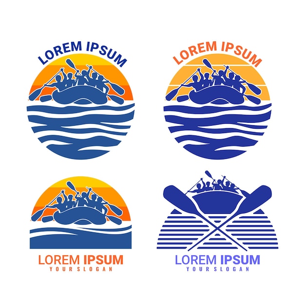 Вектор Коллекция дизайнов талисманов и логотипов для рафтинга
