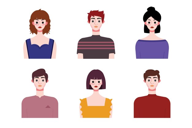 Set collection of people avatar design Characters for social media and networking website app