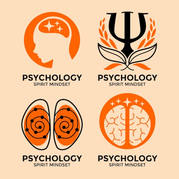 set of collection psychology and therapy emblem idea design